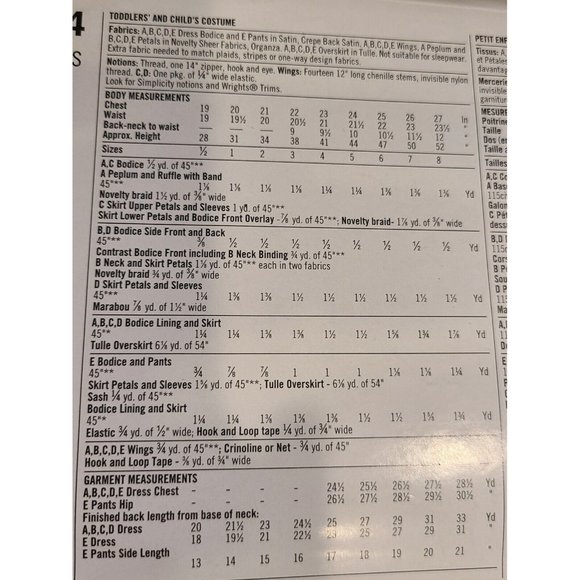 Simplicity Disney Fairy Costume Pattern 0204 Girls' Sizes 4 6 8 Butterfly Wings - Picture 7 of 10